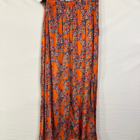 FRNCH Paris Orange Floral Midi Skirt Pockets Made in Italy M-L - Picture 2 of 6